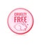 Cruelty free label sticker stamp with cute rabbit, love icon, animal lover. Editable text, vector.