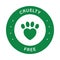 Cruelty Free, No Tested on Animals Pet Imprint Silhouette Icon. Paw Footprint in Heart Animal Love Pictogram. Not Trial