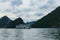 Cruise boat near Titop island in Halong Bay