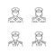 Cruise crew linear icons set