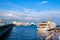 Cruise ferries in Eminonu Port near Yeni Cami and Galata Bridge