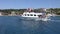 Cruise Ferry Sailing Sea Trip Boat Ship Pov, Foamy Waves Traveling to Beach