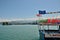 Cruise ferry ship with EU and Georgia flags Black Sea port Batumi Georgia