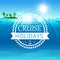 Cruise holidays poster. Ocean waves, island