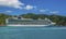 A cruise liner moored at the terminal in Road Town on the main island of Tortola