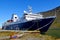 Cruise liner at the pier in the port of Isafjordur, West Iceland