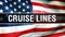 Cruise lines on a USA flag background, 3D rendering. United States of America flag waving in the wind. Proud American Flag Waving