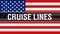 Cruise lines on a USA flag background, 3D rendering. United States of America flag waving in the wind. Proud American Flag Waving