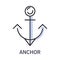 Cruise and sea traveling, ship anchor isolated icon