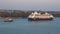Cruise ship `Azamara Quest` in the Venetian lagoon. September evening. Italy