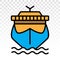 Cruise ship / cargo ship / yacht / cruise liner flat icon on a transparent background