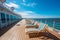 Cruise Ship Deck Expansive, Pristine, Lounge Chairs, Blue Sky. AI