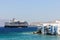 The cruise ship Eurodam from the Holland America line moored in Chora