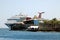 Cruise ship landing, tropical island