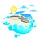 Cruise Ship Liner Summer Ocean Circle Logo
