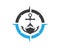 cruise ship Logo Template vector icon illustration compass and anchor