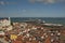 Cruise ship and modern terminal building along Tagus river and historical alfama district, lisbon