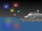 Cruise Ship at Night with Fireworks