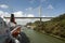 Cruise ship passing Panama Canal near the bridge.