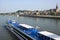 Cruise ship passing skyline city Nijmegen