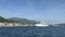 Cruise ship on the pier near the resort town