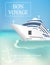 Cruise ship poster with Â«Bon VoyageÂ» headline. Transatlantic l