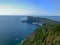 Cruise ship rounding the majestic Cape Gaspe in Forillon National Park, Canada