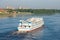 Cruise ship `Sergei Yesenin` on the Volga River on a July morning