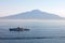 Cruise ship in Sorrento gulf with Vesuvio background during a cruise on Capri. Campania,