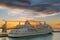 Cruise Ship at the sunset in Bridgetown Harbor, Barbados