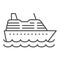Cruise ship thin line icon, ocean concept, Marine sail boat sign on white background, sea cruise liner icon in outline