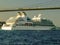 The cruise ship under Bosphorus bridge, Istanbul, Turkey