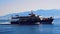 Cruise Ship. View of Lefkada, a green Ionian Greek Island, from a day cruise boat leaving Nidri Port, Lefkada island, Greece