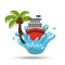 Cruise ship water splash palm summer vacation