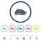 Cruise ship with wave flat color icons in round outlines