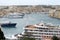 Cruise ship and yachts docked at the port of Valletta, Malta