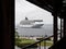 Cruise ship in Yokohama harbor, view from the second floor of Yokohama Red Brick Warehouse