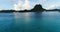 Cruise ships aerial view of Bora Bora in French Polynesia and Mount Otemanu