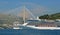 Cruise ships moored in Gruz Harbor close to the Tudjman Bridge