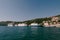 Cruise ships moored in the port of Gruz in Dubrovnik, near the bridge.