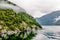 Cruise ships near the town of Hellesylten norway