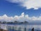 Cruise ships  seagulls  blue sky and white cloudsï¼ˆ2ï¼‰