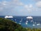 Cruise ships and yachts at anchor