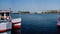 Cruise tourist boat on the Pier on Alster Lake, Hamburg, Germany