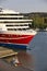 Cruise vessel bow anchored on the harbor. Turku, Finland