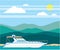 Cruiser Boat vector landscape shore