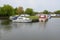 Cruiser boats in boat harbour