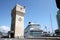 Cruiser in harbour of Savona, Italian Riviera