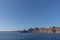 Cruises anchored next to Fira, Santorini. Greece.