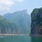 Cruising through Gutong Gorge at Yangtze River in Chongqing, China